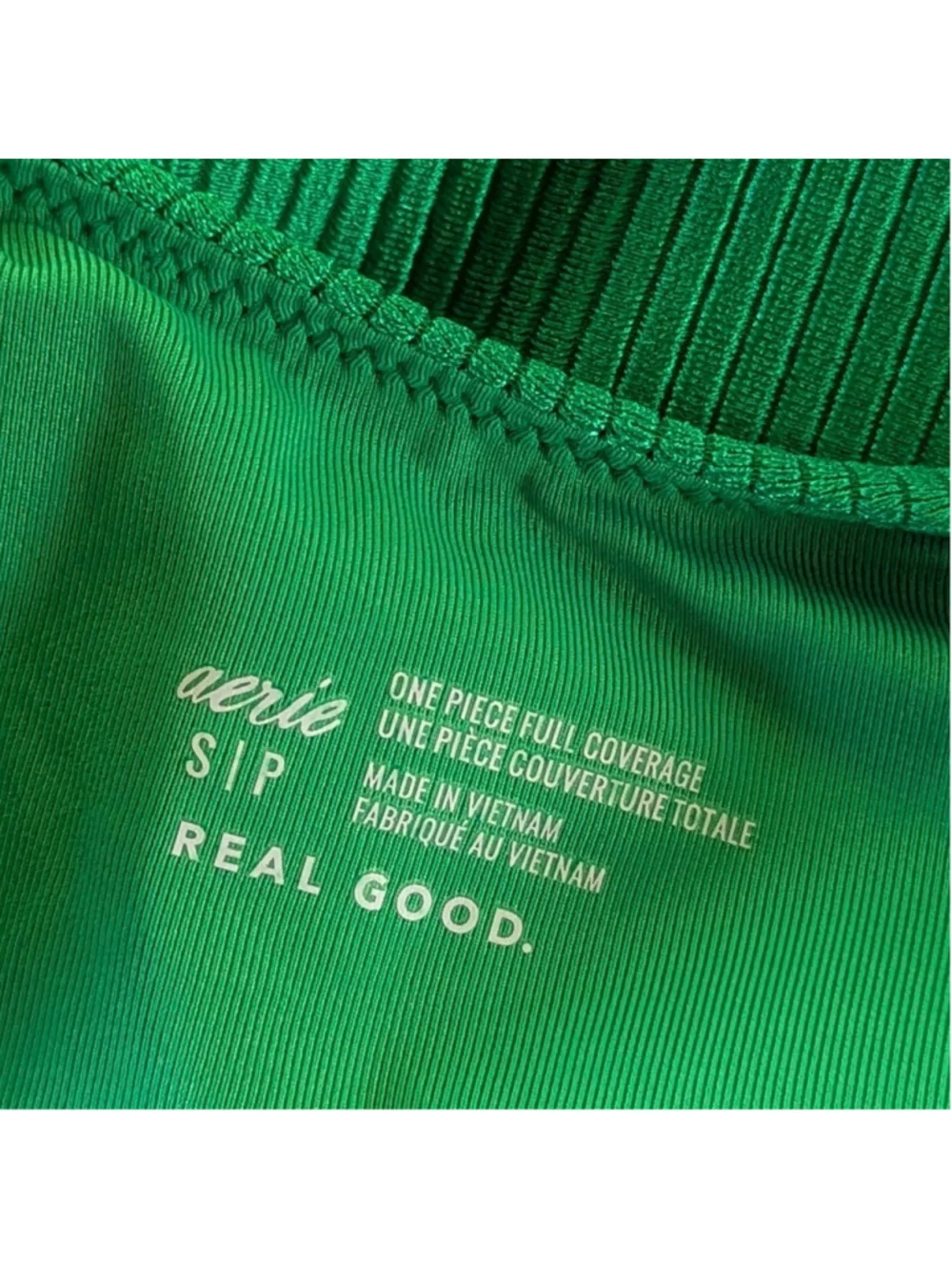 Aerie Scoop Neck Ribbed Tie Back One Piece Swimsuit Sz S NWOT Green